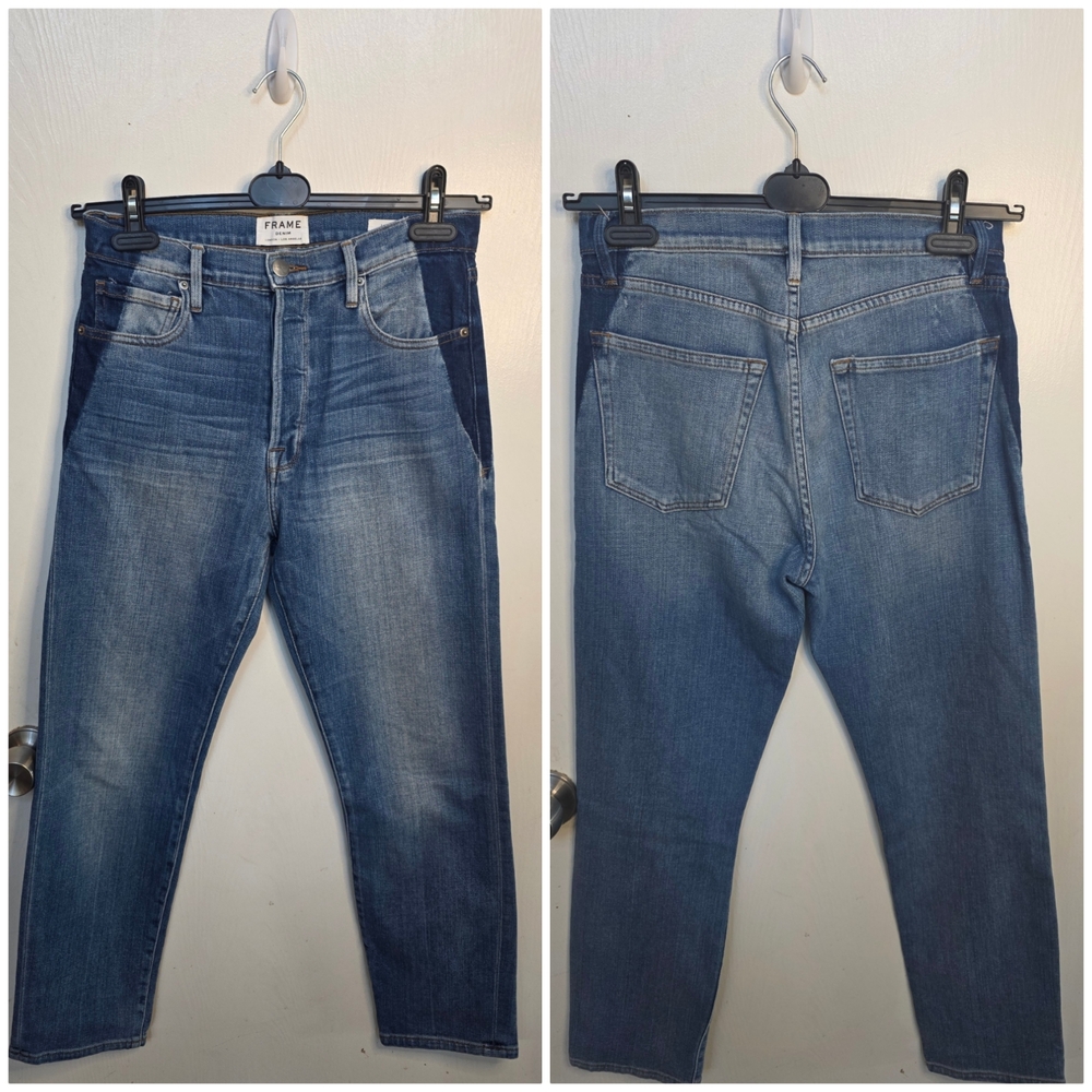Frame Le Original Elton Boyfriend Ankle Color Block Blue Jeans